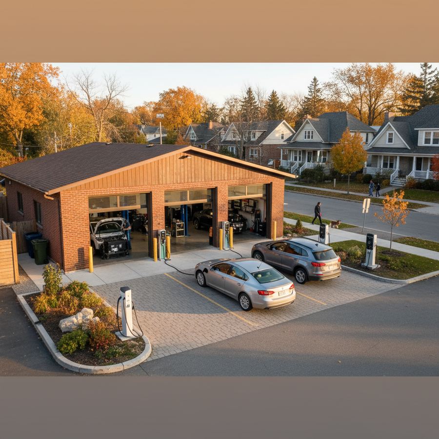 Electric vehicle charging station in an Orleans parking area