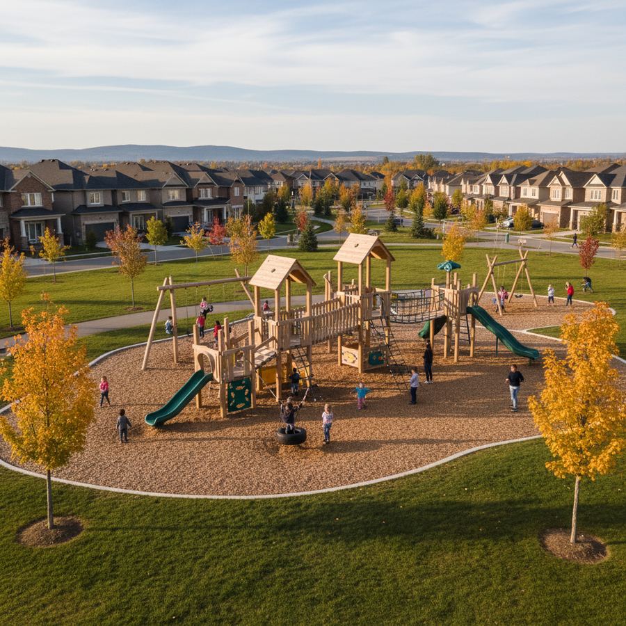Children playing at the Avalon Park playground in Orleans