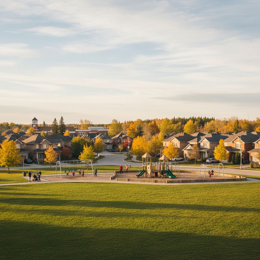 Green space and walking paths at Convent Glen South Park