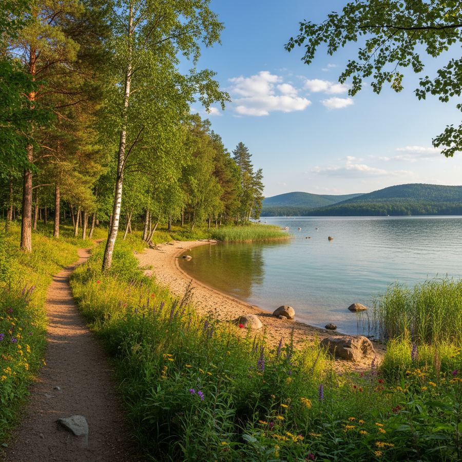 Families enjoying the beach at Petrie Island in Orleans
