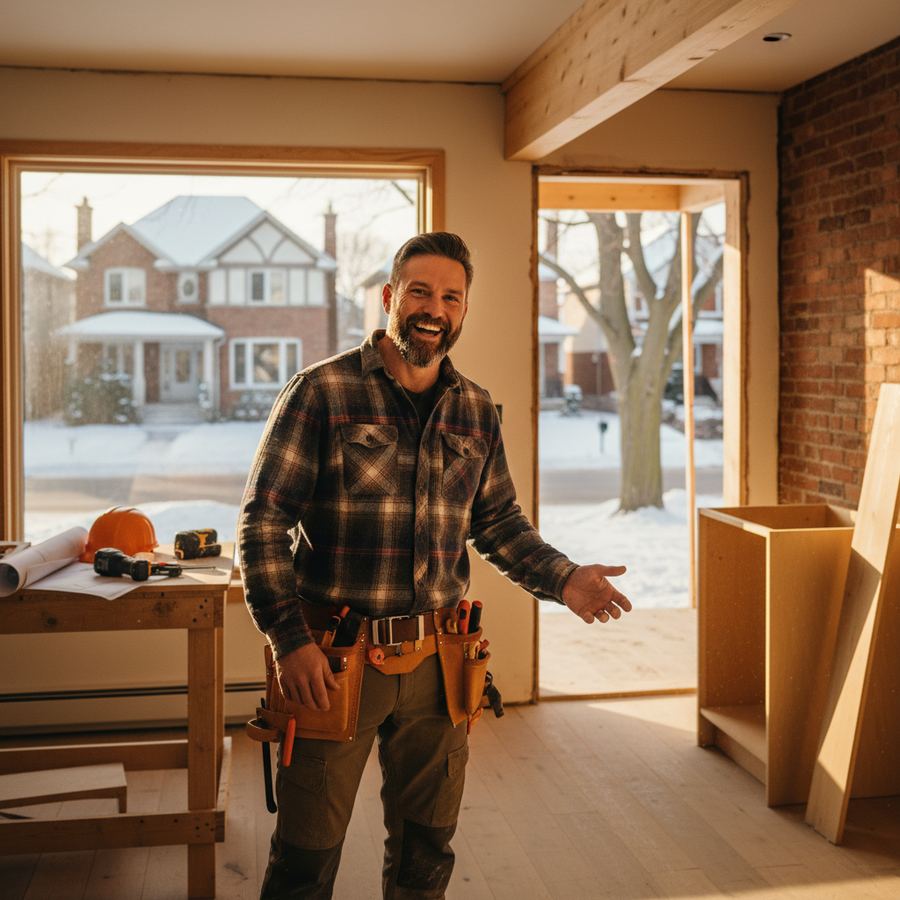 Contractor reviewing renovation plans with a homeowner