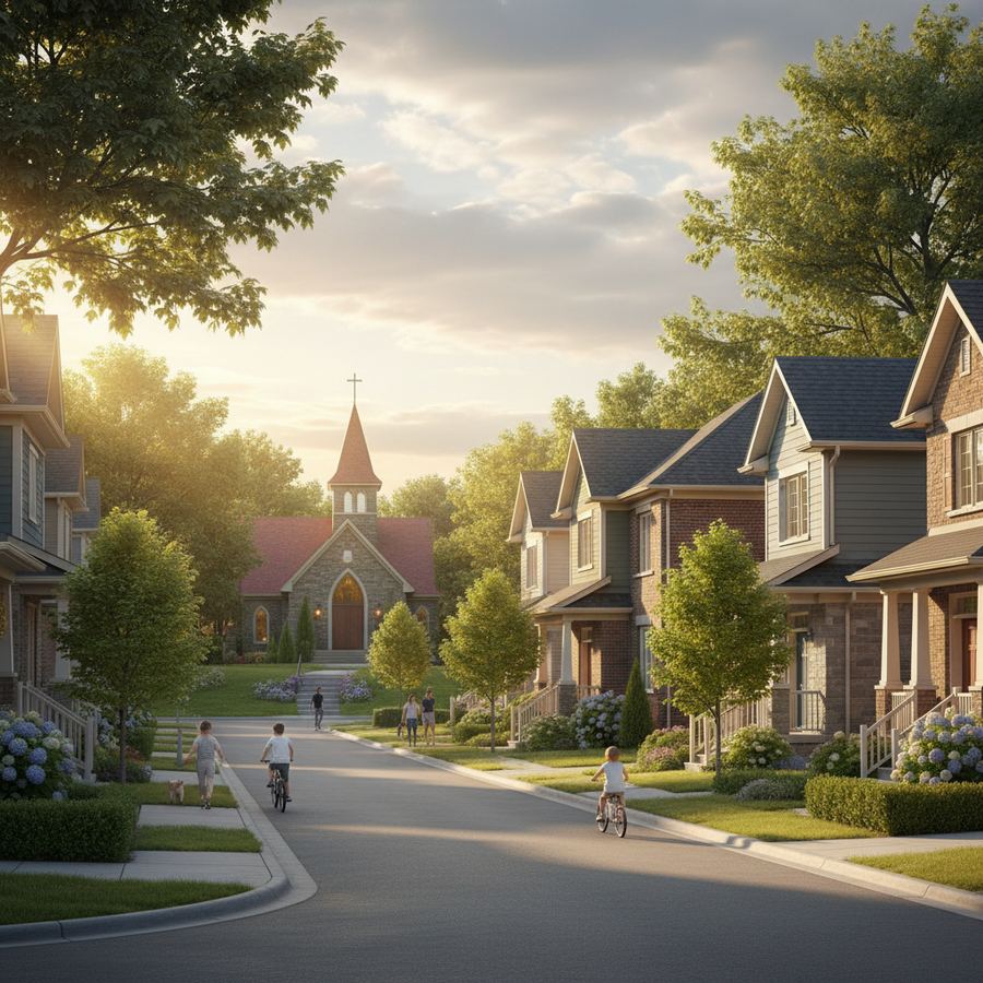 Family homes in the Chapel Hill neighbourhood of Orleans