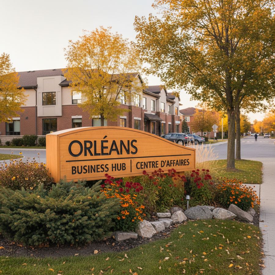 Bilingual business signage in Orleans