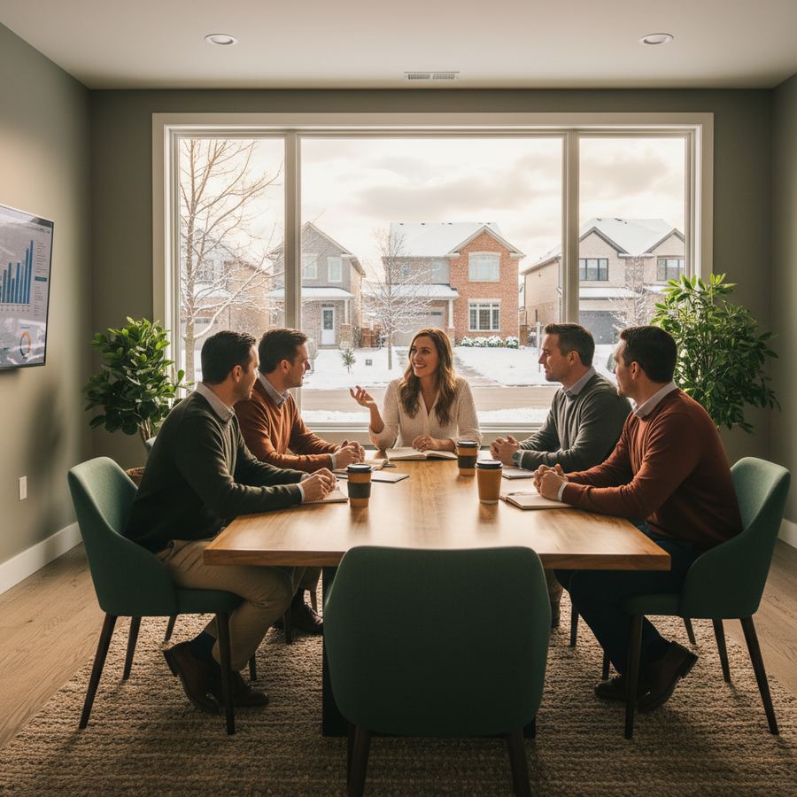 Business professionals meeting at a coffee shop in Orleans