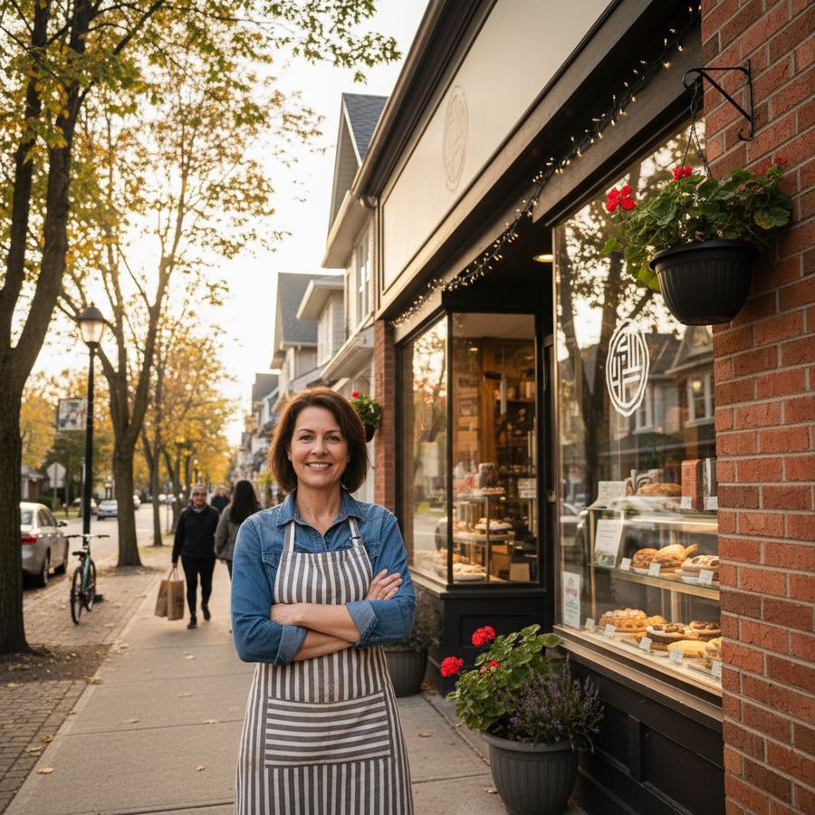 Local business owner serving a customer in Orleans