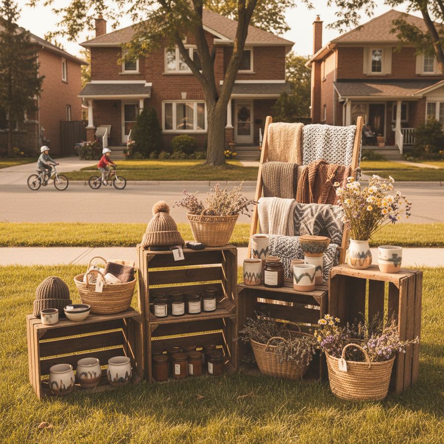 Display of handmade jewellery and crafts at a local Orleans shop
