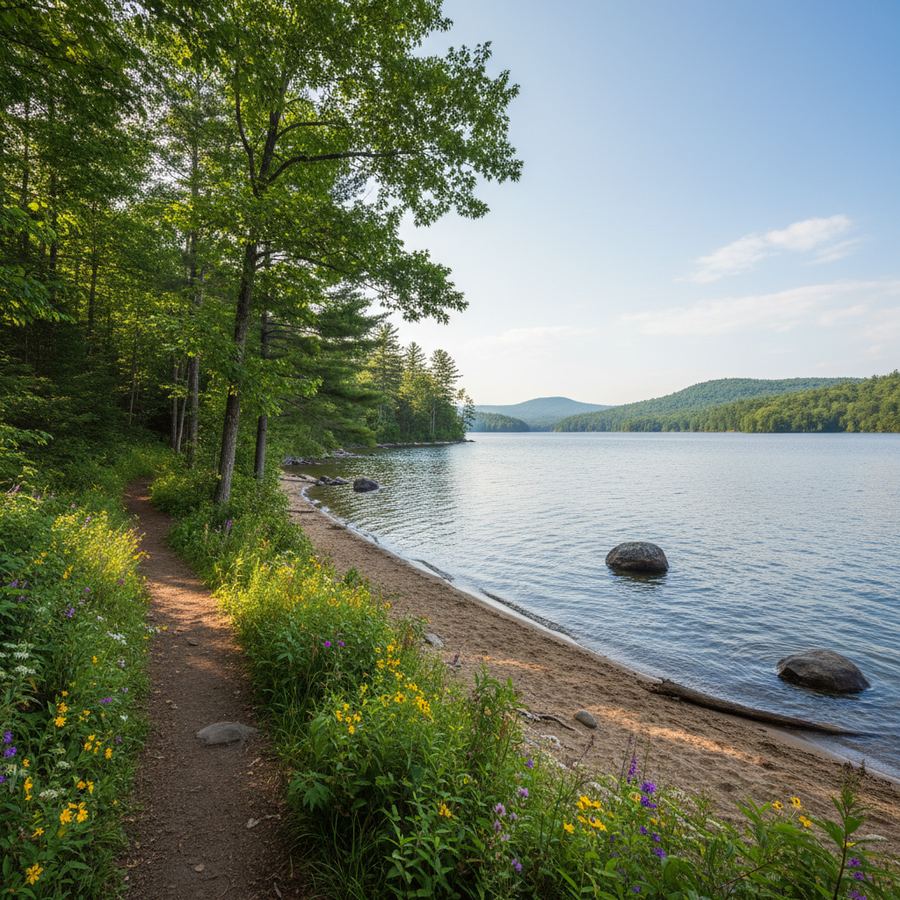 Families enjoying the sandy beach at Petrie Island in Orleans