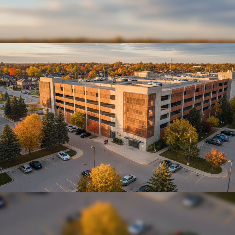 Exterior view and parking lot at Place d'Orleans shopping centre