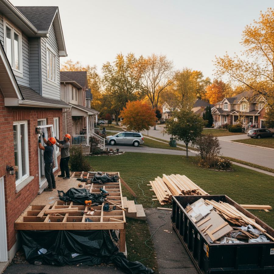 Home renovation work in progress at an Orleans house