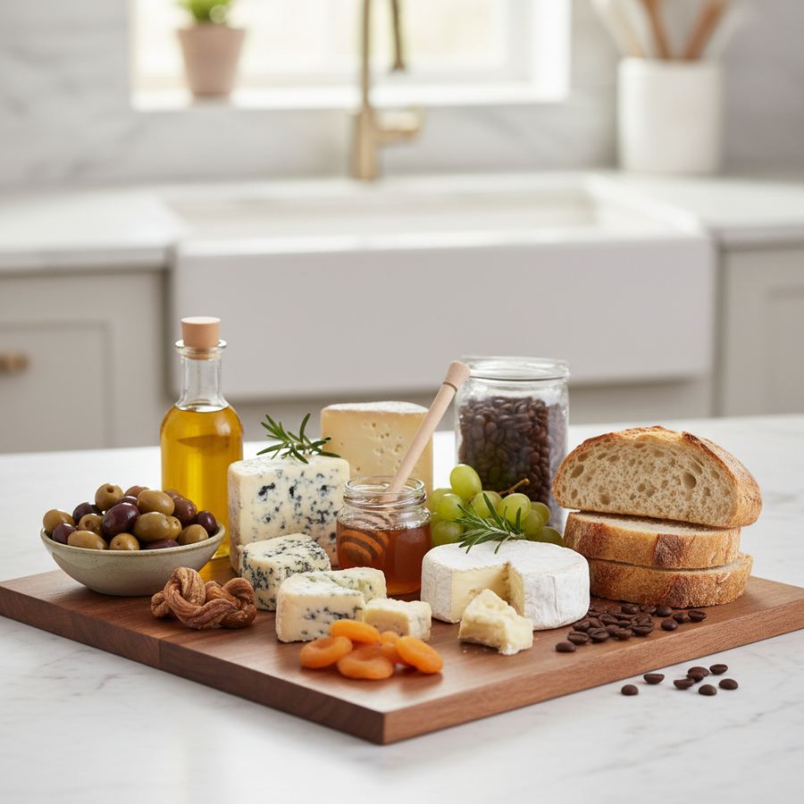 Specialty grocery store shelves in Orleans